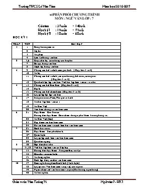 Giáo án Ngữ văn lớp 7 - Tiết 1 đến 20 - Năm học 2016-2017 - Văn Tường Vi